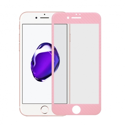 iPhone SE 2022 / SE 2020 / 8 / 7 Full Screen 0.3mm 3D Straw Mat Προστατευτικό Τζαμάκι Ροζ Tempered Glass Pink