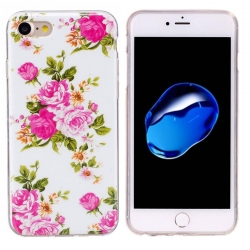 iPhone SE 2022 / SE 2020 / 8 / 7 Θήκη Σιλικόνης Ροζ Τριαντάφυλλα Silicone Case