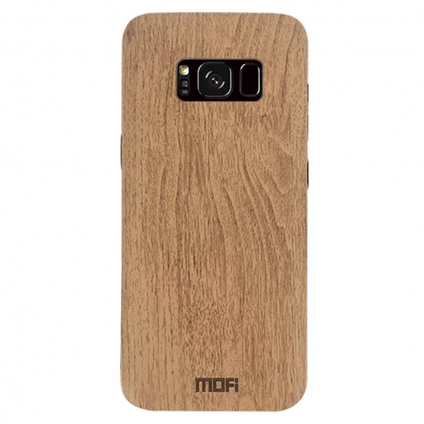 Samsung Galaxy S8 Mofi Θήκη Ανοιχτό Καφέ TPU Leather Wood Case Light Brown