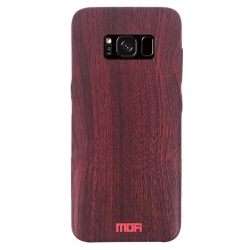 Samsung Galaxy S8+ Plus Mofi Θήκη Κόκκινη TPU Leather Wood Case Red