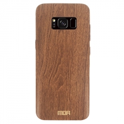 Samsung Galaxy S8+ Plus Mofi Θήκη Σκούρο Καφέ TPU Leather Wood Case Dark Brown