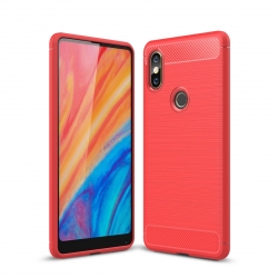 Xiaomi Mi Mix 2S Brushed Carbon Θήκη Σιλικόνης Κόκκινο Silicone Case Red