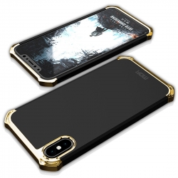 iPhone X / XS Mofi Ultra-Thin Electroplating Side Protective Σκληρή Θήκη Μαύρη Με Χρυσό Περίγραμμα Hard Case Black