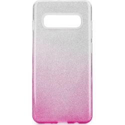 Samsung Galaxy S10e Θήκη Σιλικόνης Ombre Ασημί με Ροζ Silicone Case Pink