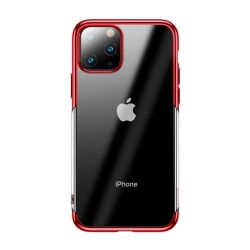 Θήκη iPhone 11 Pro Σιλικόνη Baseus Διάφανη Με Κόκκινο Ημιπερίγραμμα Shining TPU Case Transparrent Red