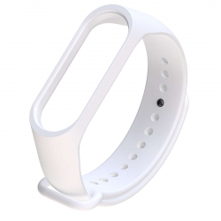 Bracelet Watch Silicone Rubber Wristband Wrist Band Strap Replacement for Xiaomi Mi Band 3 / 4 (White)