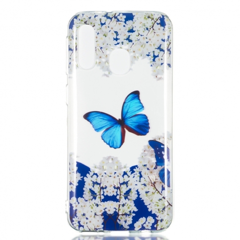 Θήκη Σιλικόνης Samsung Galaxy A40 Μπλε Πεταλούδα Silicone Case
