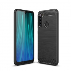 Θήκη Σιλικόνης Xiaomi Redmi Note 8 / Note 8 2021 Brushed Texture Carbon Fiber TPU Μαύρη Silicone Case Black