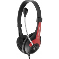 ESPERANZA Ενσύρματα Ακουστικά EH158R STEREO HEADPHONES WITH MICROPHONE ROOSTER RED (5901299908693)
