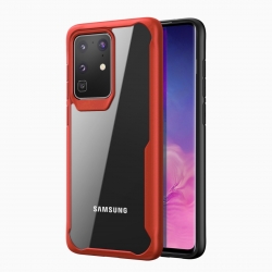 θήκη Samsung Galaxy S20 Διάφανη - Κόκκινη PC + TPU Full Coverage Shockproof Protective Case Transparent - Red