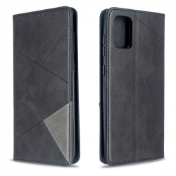 Θήκη Samsung Galaxy A71 Βιβλίο Μαύρο Rhombus Texture Horizontal Flip Magnetic Case Black