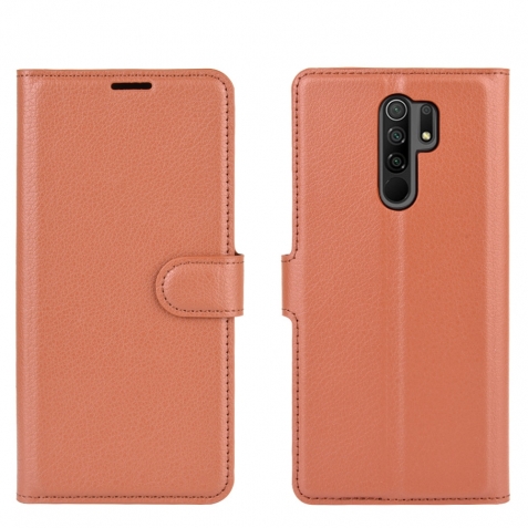 Θήκη Xiaomi Redmi 9 Βιβλίο Καφέ Litchi Texture Horizontal Flip Protective Case with Holder & Card Slots & Wallet Brown