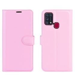 Θήκη Samsung Galaxy M31 Βιβλίο Ροζ Litchi Texture Horizontal Flip Protective Case with Holder & Card Slots & Wallet Pink