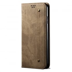 Θήκη Samsung Galaxy M31 Βιβλίο Χακί Denim Texture Casual Style Horizontal Flip Case with Holder & Card Slots & Wallet Khaki