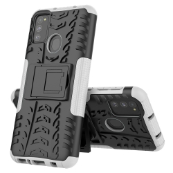 Θήκη Samsung Galaxy M31 / M21 Λευκή Tire Texture Shockproof TPU+PC Protective Case with Holder White