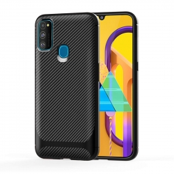 Θήκη Samsung Galaxy M21 Σιλικόνης Μαύρη Carbon Fiber Texture Shockproof TPU Protective Case Black