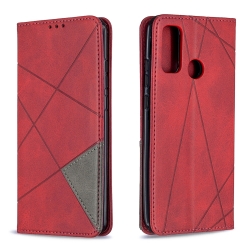 Θήκη Huawei P Smart 2020 Βιβλίο Κόκκινο Rhombus Texture Horizontal Flip Magnetic Case with Holder & Card Slots & Wallet Red