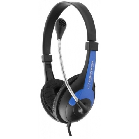 Esperanza Ενσύρματα Ακουστικά Stereo Headphones With Microphone ROOSTER Blue EH158B (5901299908709)