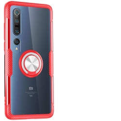 Θήκη Xiaomi Mi 10 / Mi 10 Pro Κόκκινη Shockproof Transparent TPU + Acrylic Protective Case with Ring Holder Red