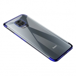 Θήκη Xiaomi Redmi Note 9S / 9 Pro / 9 Pro Max Σιλικόνης Διάφανη - Μπλε TPU Electroplating Frame Cover Transparent - Blue