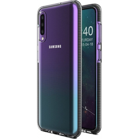 Θήκη Samsung Galaxy A50 / A30s Σιλικόνης Διάφανη - Μαύρη Spring TPU Back Cover Case with Frame Transparent - Black