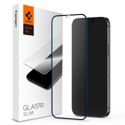 iPhone 12 / 12 Pro Προστατευτικό Τζαμάκι Μαύρο Spigen GLAS.tR Slim HD Full Screen Tempered Glass Black AGL01512