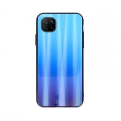 Θήκη Huawei P40 Lite Μπλε Με Πλαίσιο Σιλικόνης Και Όψη Γυαλιού Aurora Glass Protective Case Blue