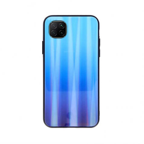 Θήκη Huawei P40 Lite Μπλε Με Πλαίσιο Σιλικόνης Και Όψη Γυαλιού Aurora Glass Protective Case Blue