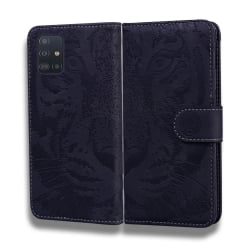 Θήκη Samsung Galaxy A51 4G Βιβλίο Μαύρο Τίγρης Tiger Embossing Pattern Horizontal Flip Case with Holder & Card Slots & Wallet