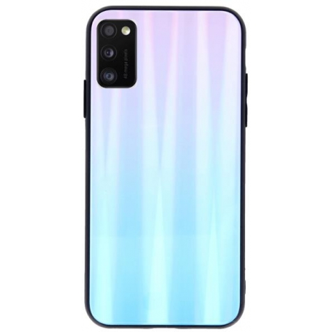 Θήκη Samsung Galaxy A41 Μπλε - Ροζ Με Πλαίσιο Σιλικόνης Και Όψη Γυαλιού Aurora Glass Protective Case Blue - Pink