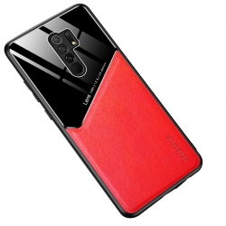 Θήκη Xiaomi Redmi 9 Κόκκινη All-inclusive PU Leather + Organic Glass Phone Case with Metal Iron Sheet Red