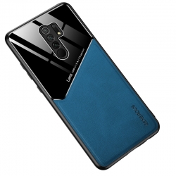 Θήκη Xiaomi Redmi 9 Μπλε All-inclusive PU Leather + Organic Glass Phone Case with Metal Iron Sheet Blue