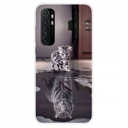 Θήκη Xiaomi Mi Note 10 Lite Σιλικόνης Γάτα Και Τίγρης Coloured Drawing Pattern Highly Transparent TPU Protective Case Cat Tiger
