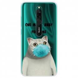 Θήκη Xiaomi Redmi 8 Σιλικόνης Γάτα Με Μάσκα Coloured Drawing Pattern Highly Transparent TPU Protective Case Mask Cat