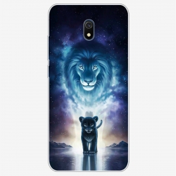 Θήκη Xiaomi Redmi 8A Σιλικόνης Λιοντάρι Coloured Drawing Pattern Highly Transparent TPU Protective Case Lion