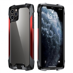 Θήκη iPhone 11 Pro Μαύρη - Κόκκινη R-JUST Metal Airbag Shockproof Protective Case Black - Red