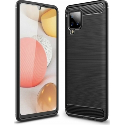 Θήκη Samsung Galaxy A42 Σιλικόνης Μαύρη Brushed Carbon Fiber Silicone Case Black