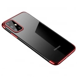 Θήκη Samsung Galaxy A41 Σιλικόνης Διάφανη - Κόκκινη TPU Electroplating Frame Cover Transparent - Red