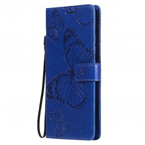 Θήκη Samsung Galaxy A42 Βιβλίο Μπλε Πεταλούδες 3D Butterflies Embossing Pattern Horizontal Flip Case Blue