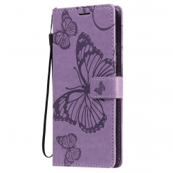 Θήκη Samsung Galaxy A42 Βιβλίο Μωβ Πεταλούδες 3D Butterflies Embossing Pattern Horizontal Flip Case Purple