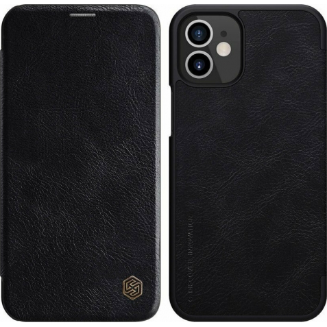Θήκη iPhone 12 / 12 Pro Βιβλίο Μαύρο NILLKIN QIN Series Crazy Horse Texture Horizontal Flip Leather Case with Card Slot Black