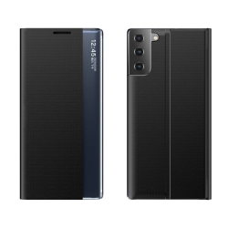 Θήκη Samsung Galaxy S21 Plus 5G Βιβλίο Μαύρο Side Display Magnetic Horizontal Flip Plain Texture Cloth + PC Case Black