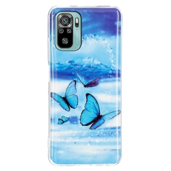 Θήκη Xiaomi Redmi Note 10 4G / Note 10S / Poco M5s Σιλικόνης Μπλε Πεταλούδες Luminous TPU Protective Case Butterflies