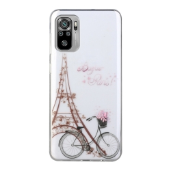 Θήκη Xiaomi Redmi Note 10 4G / Note 10S / Poco M5s Πύργος - Ποδήλατο Coloured Drawing Pattern Transparent TPU Protective Case To