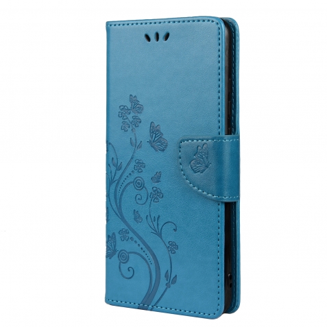 Θήκη Xiaomi Poco F3 / Mi 11i Βιβλίο Μπλε Λουλούδια Και Πεταλούδες Butterfly Flower Pattern Horizontal Flip Case Blue