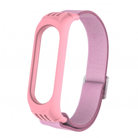 Λουράκι Xiaomi Mi Band 3 / 4 / 5 / 6 Ροζ Twill 8-shaped Buckle Elastic Replacement Strap Watchband Pink