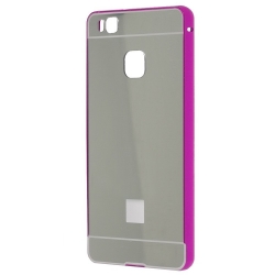 Huawei P9 Lite Θήκη Αλουμινίου Με Πλάτη Καθρέφτη Ασημί - Ροζ Mirror Hard Case Silver / Pink