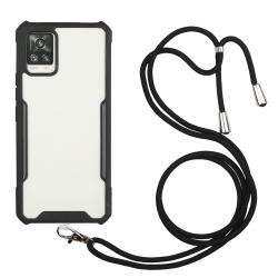 Samsung Galaxy A72 4G / A72 5G Θήκη Μαύρη με Λουράκι Acrylic + Color TPU Shockproof Case with Neck Lanyard Black