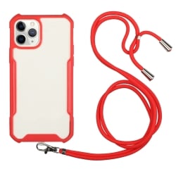 Θήκη iPhone 12 Pro Max Κόκκινη με Λουράκι Acrylic + Color TPU Shockproof Case with Neck Lanyard Red