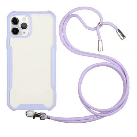 Θήκη iPhone 12 Pro Max Μωβ με Λουράκι Acrylic + Color TPU Shockproof Case with Neck Lanyard Purple